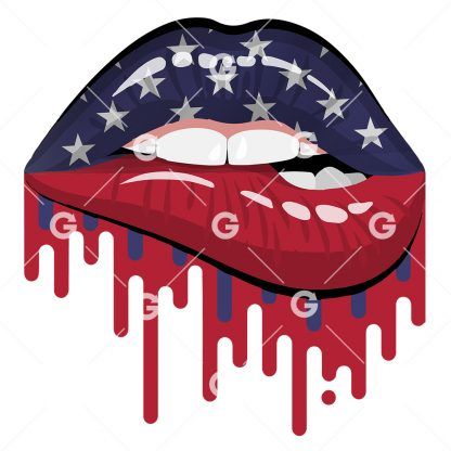 American Flag Drip Lips SVG