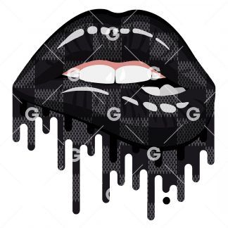 Black Checker Pattern Drip Lips SVG