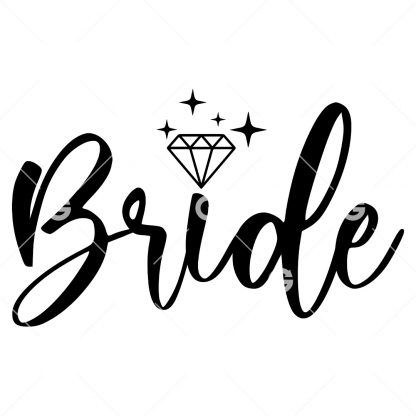 Bride Text With Sparkling Diamond SVG