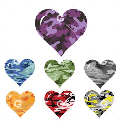 Camouflage Hearts SVG Bundle