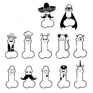 12 Cute Cartoon Penis SVG Bundle