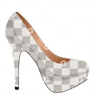 White Checker High Heel Shoe SVG