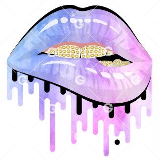 Cotton Candy Bling Drip Lips PNG