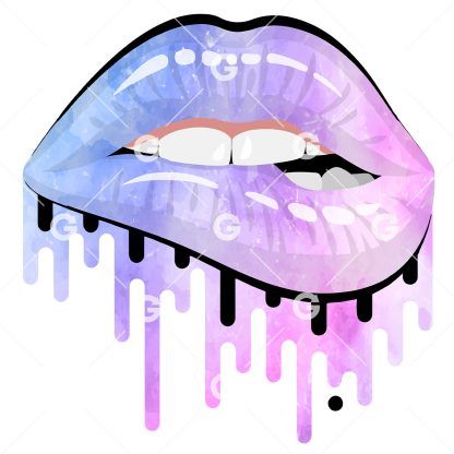 Cotton Candy Purple Drip Lips SVG