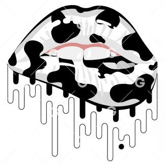 Cow Pattern Drip Lips SVG