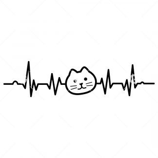 Cute Kitty Cat Heartbeat SVG