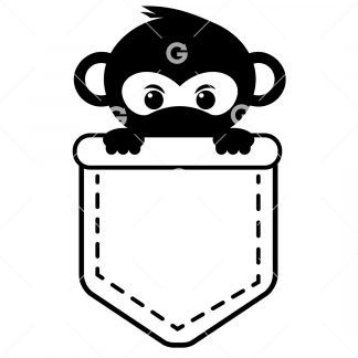 Cute Monkey In Shirt Pocket SVG