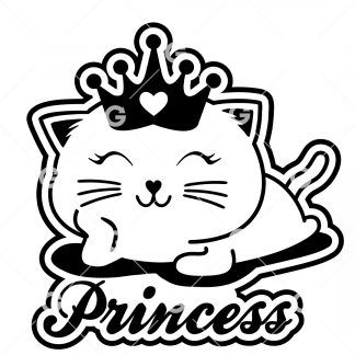 Cute Smiling Princess Cat With Crown SVG