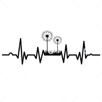 Dandelion Flowers With Grass Heartbeat SVG