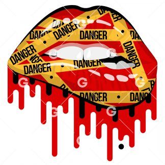 Danger Caution Tape Drip Lips SVG