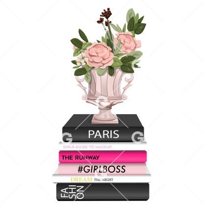 Fashion Books With Rose Bouquet SVG