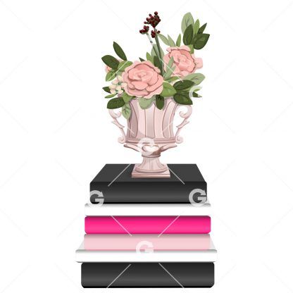 Fashion Books With Rose Bouquet Blank Books SVG