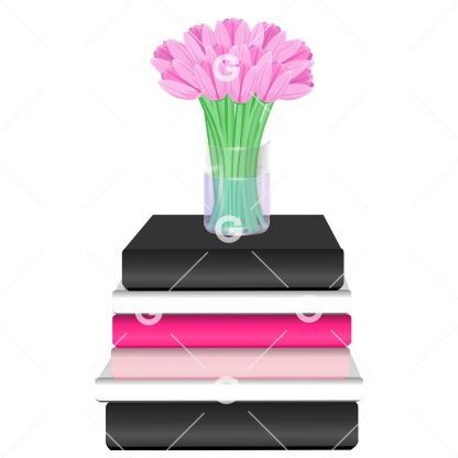 Fashion Books With Pink Tulips Blank Books SVG