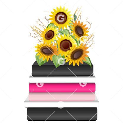 Fashion Books With Sunflower Bouquet Blank Books SVG
