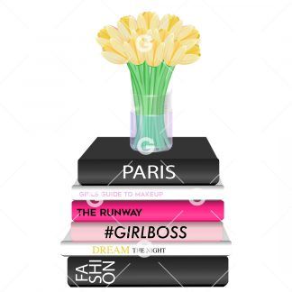 Fashion Books With Yellow Tulips SVG