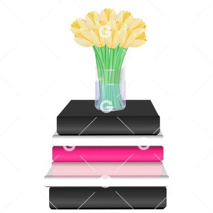 Fashion Books With Yellow Tulips Blank Books SVG