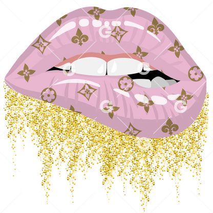 Pink Glitter Fashion Drip Lips SVG