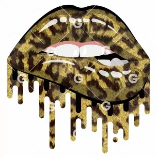 Fuzzy Leopard Drip Lips SVG