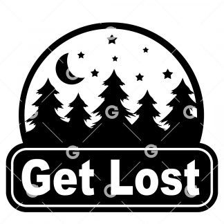 Get Lost Trees and Stars With Moon Decal SVG