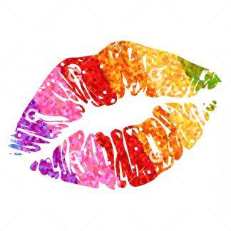 Rainbow Glitter Kiss Lips SVG