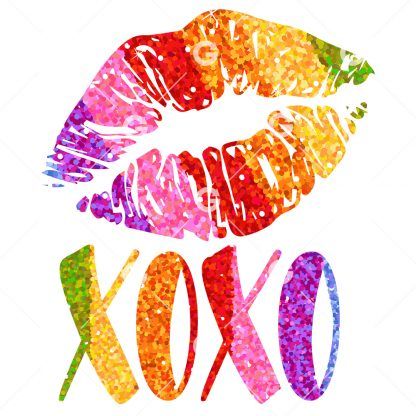 Rainbow Glitter Kiss Lips SVG Bundle