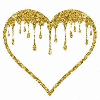 Gold Glitter Dripping Heart SVG