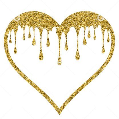 Gold Glitter Dripping Heart SVG