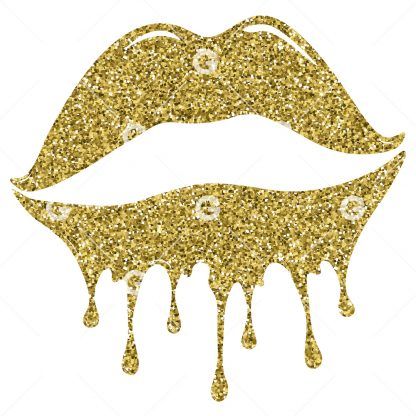 Gold Glitter Dripping Lips SVG