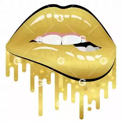 Golden Drip Lips SVG