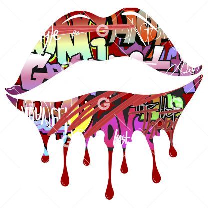 Graffiti Wall Dripping Lips SVG