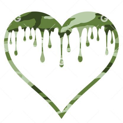 Green Camo Dripping Heart SVG