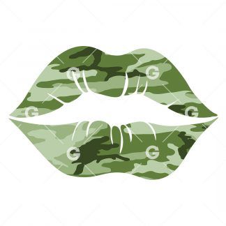 Green Camouflage Lips SVG