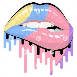 Groovy Pastel Drip Lips SVG