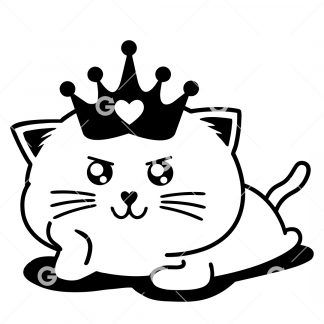 Cute Grumpy Cat With Heart Crown SVG