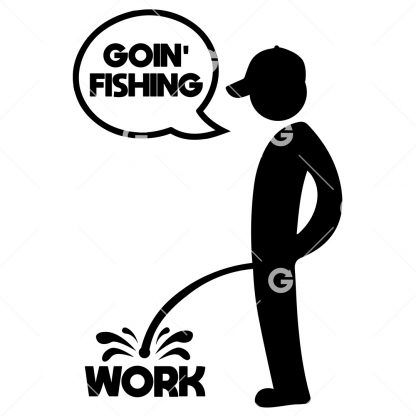 Stickman Peeing Work, Going Fishing SVG