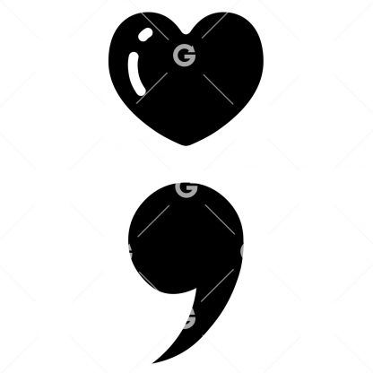 Love Heart Semicolon Awareness SVG