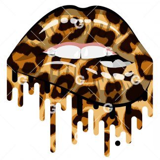 Leopard Pattern Drip Lips SVG