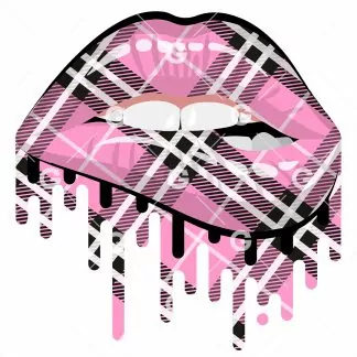 Light Pink Plaid Drip Lips SVG