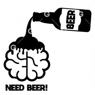 Need Beer Brain Decal SVG