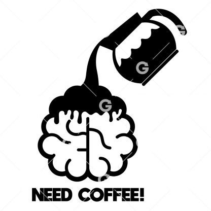 Need Coffee Brain Decal SVG