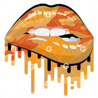 Orange Camo Drip Lips SVG