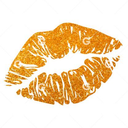 Orange Glitter Kiss Lips SVG