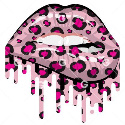 Pink Leopard Drip Lips SVG