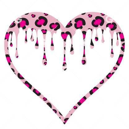 Pink Leopard Dripping Heart SVG