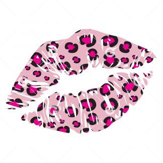Pink Leopard Kiss Lips SVG