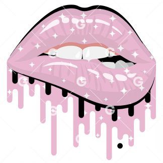 Pink Stars Drip Lips SVG