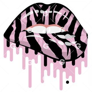 Pink Zebra Drip Lips SVG