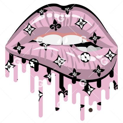 Pink & Black Fashion Drip Lips SVG