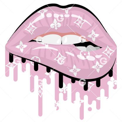 Pink and White Fashion Drip Lips SVG