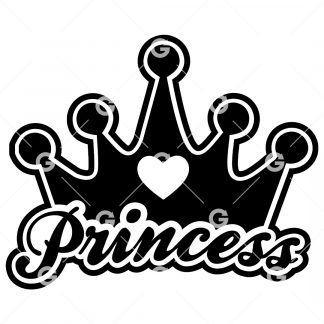 Princess Love Heart Crown Decal SVG